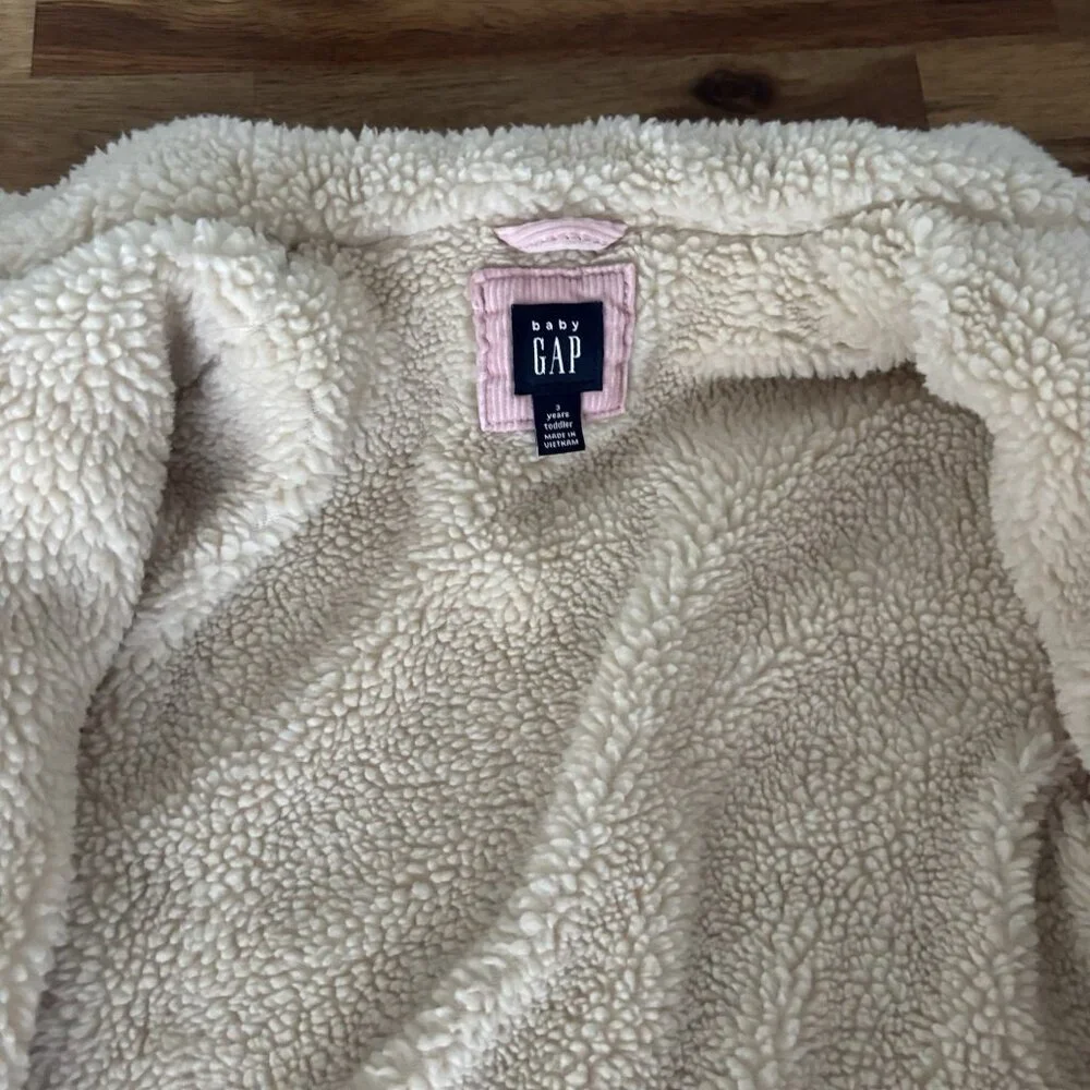 Gap‎ Toddler 3T Pink Corduroy Jacket Shearling Lined Western Neutrals School